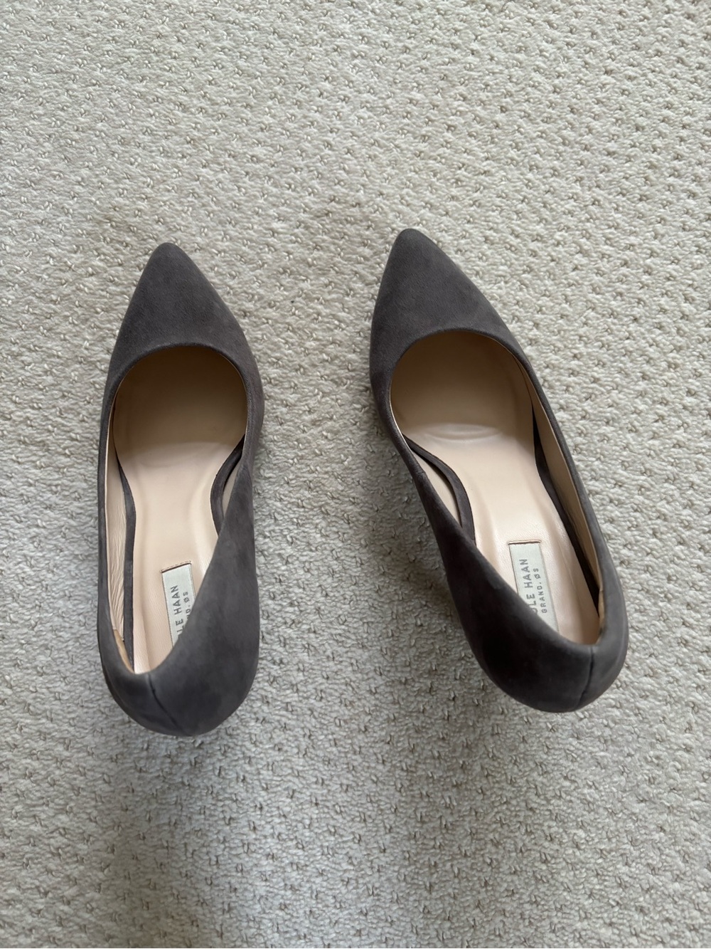 Cole Haan Charcoal Gray Suede Pointed-Toe Pumps